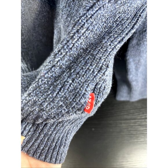 Izod Mens Knit Half Zip Sweater Size XL Ribbed Knit Gray Blue Cotton Blend - Picture 5 of 7